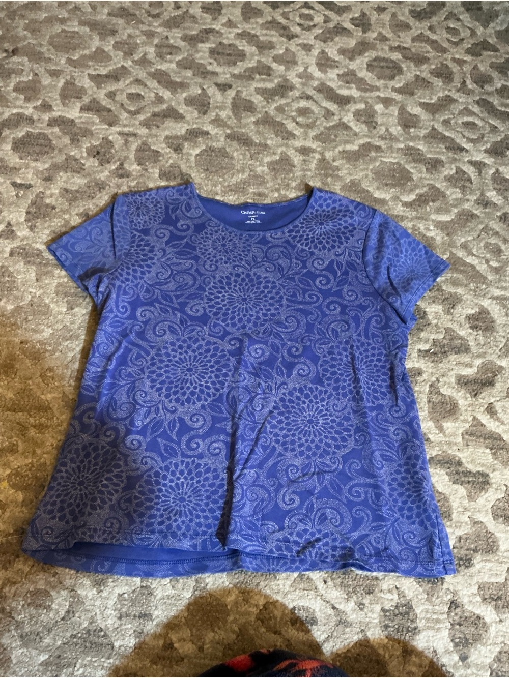 croft & barrow Purple Floral-Pattern Short Sleeve Tee